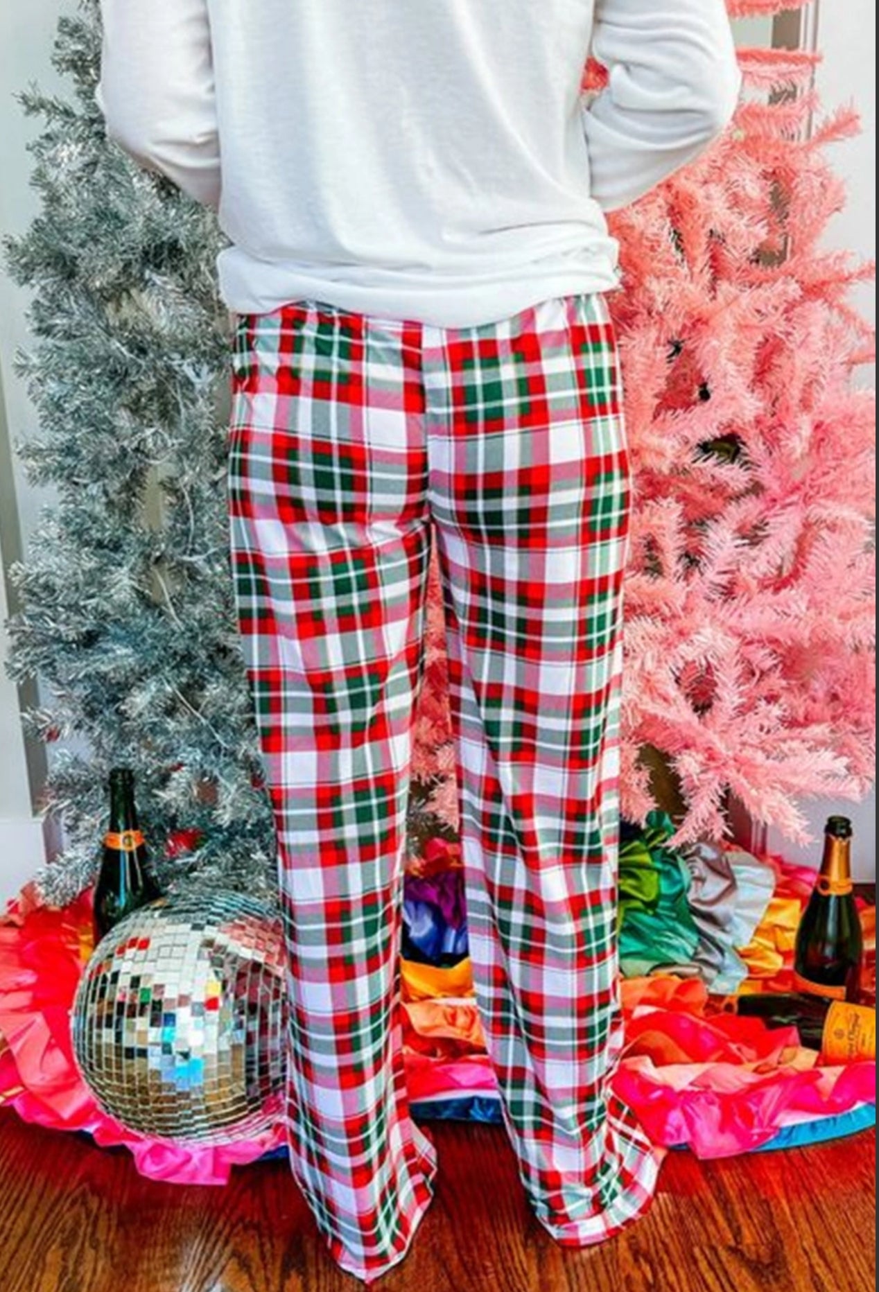 Christmas Plaid Print Two Piece Pajama Set