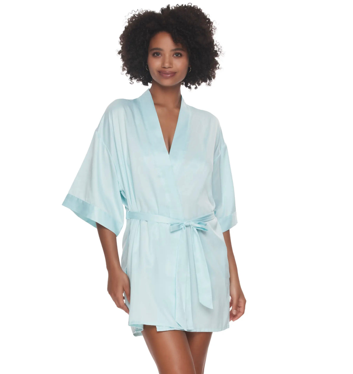 Muse Satin & Lace Kimono - Bridal Blue
