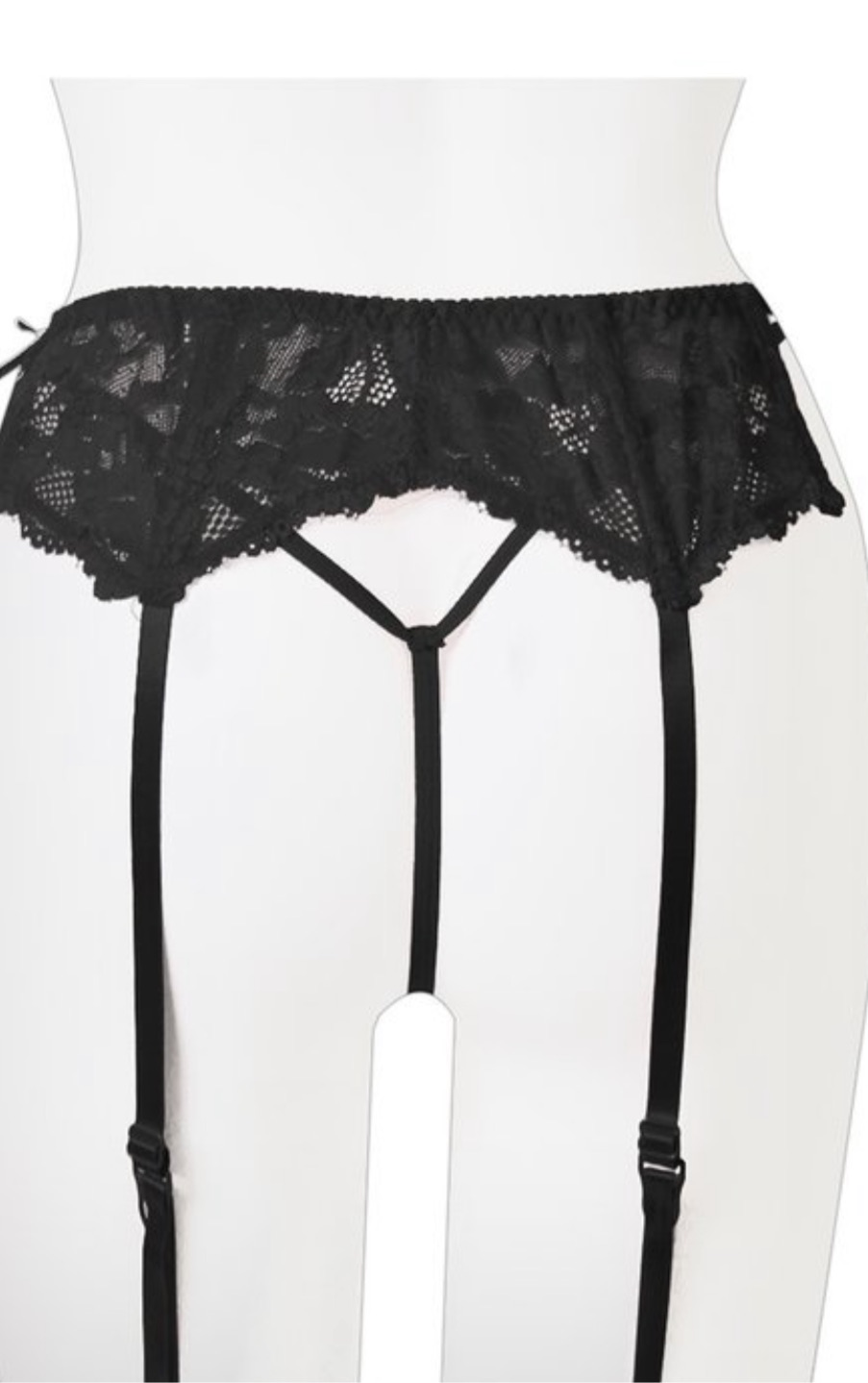 Floral Lace Garter Belt with Thong - QS