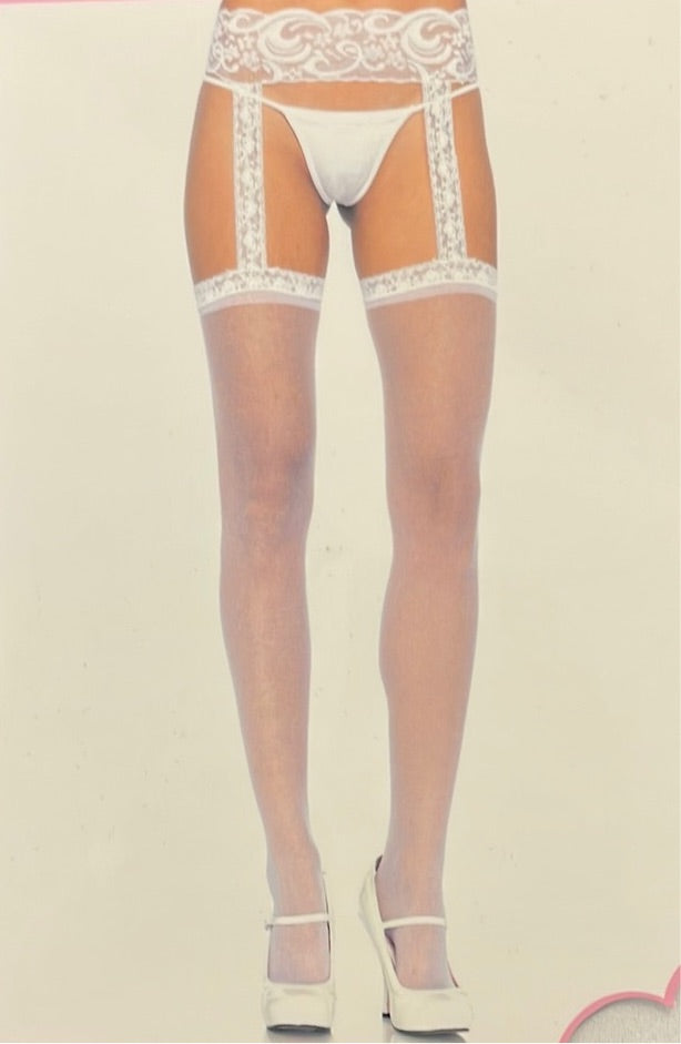 Sheer Thigh-high Lace Garter Belt