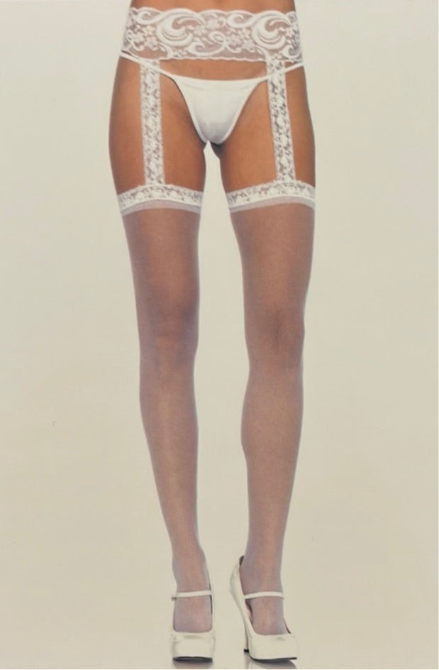 Sheer Thigh-high Lace Garter Belt
