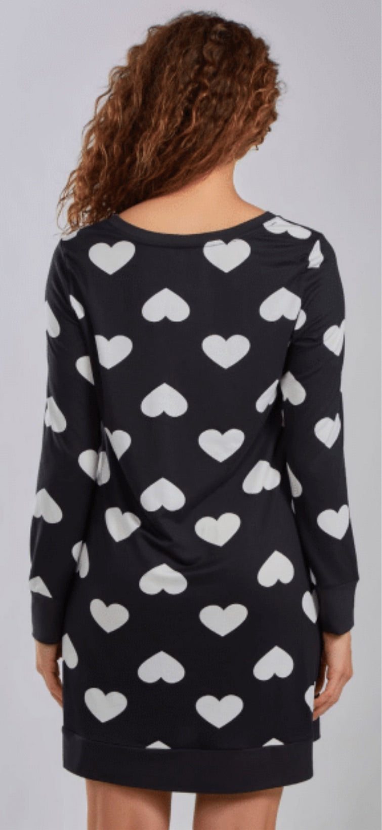 Heart print long sleeve sleep shirt