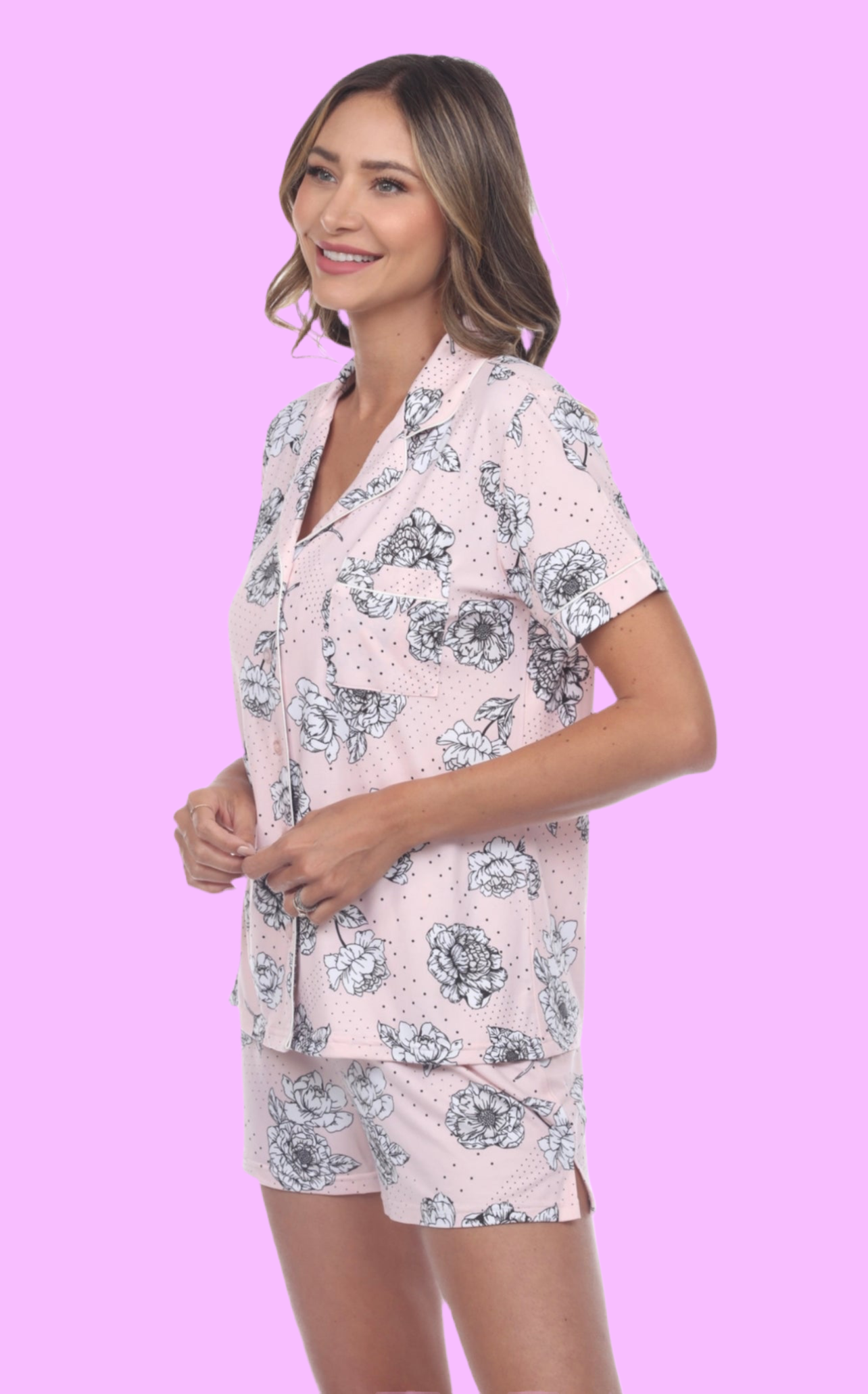 Rose Floral Shorts Pajama Set