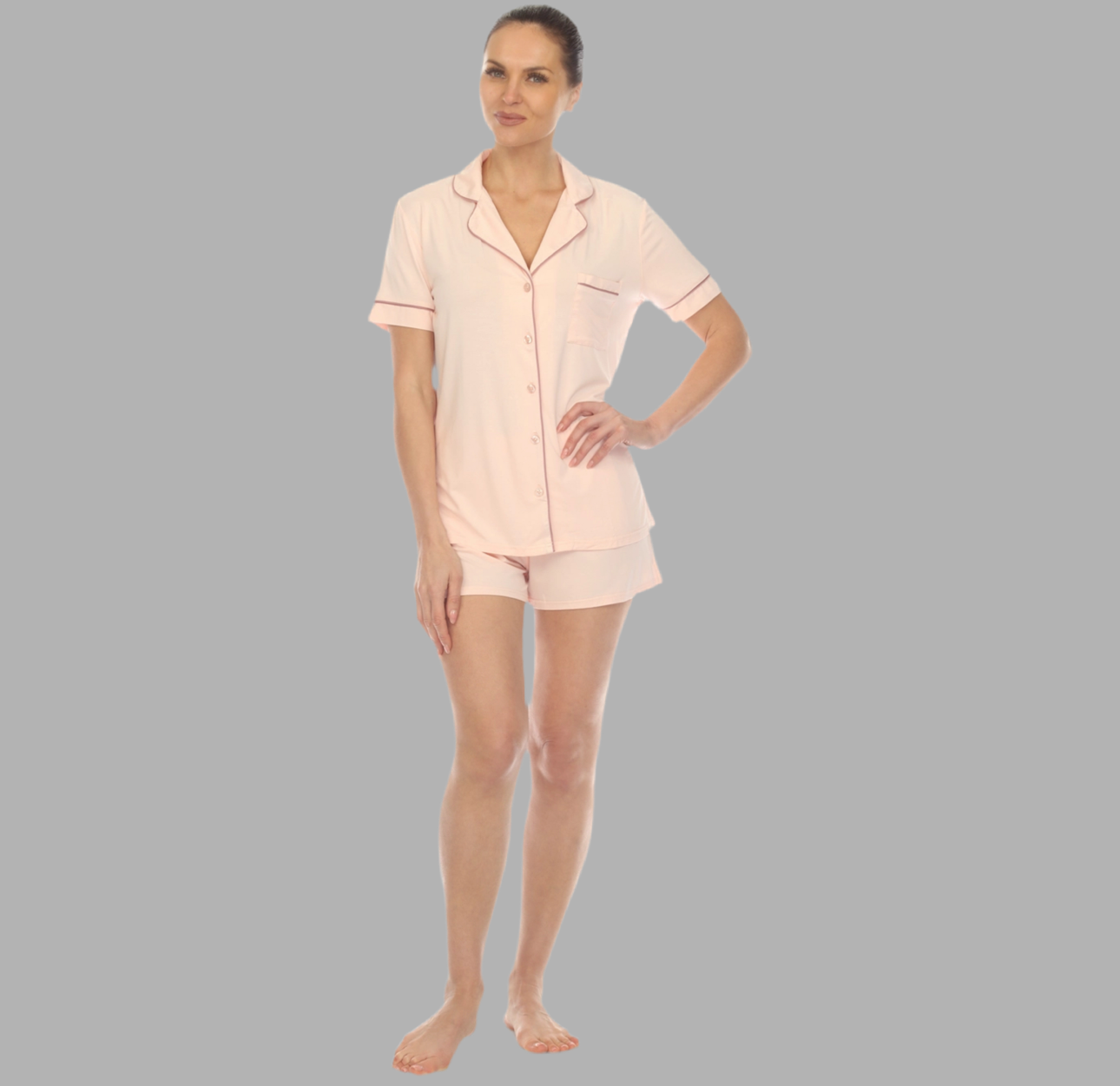 Women's Pink Short Sleeve Bamboo Pajama Set