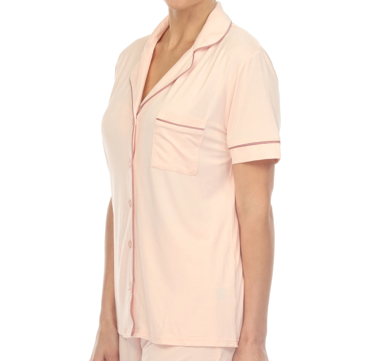 Women's Pink Short Sleeve Bamboo Pajama Set