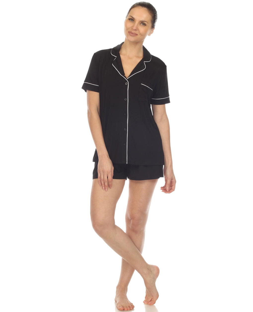 Women's Black Short Sleeve Bamboo Pajama Set