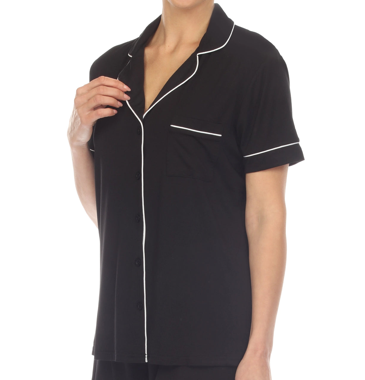 Women's Black Short Sleeve Bamboo Pajama Set