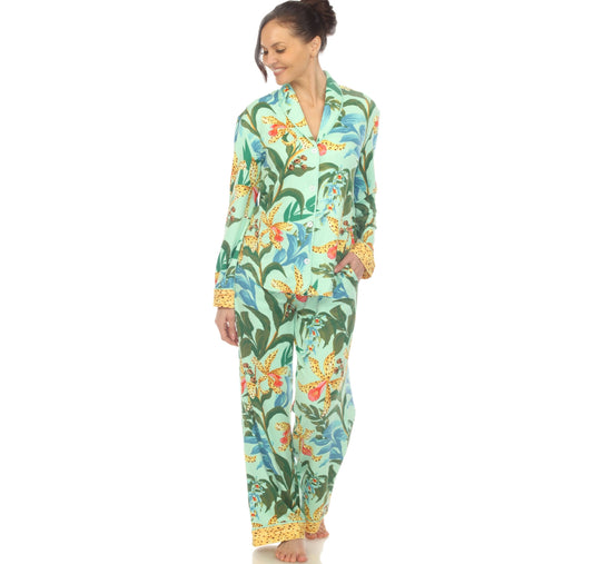 Mint Wildflower Print Pajama Set