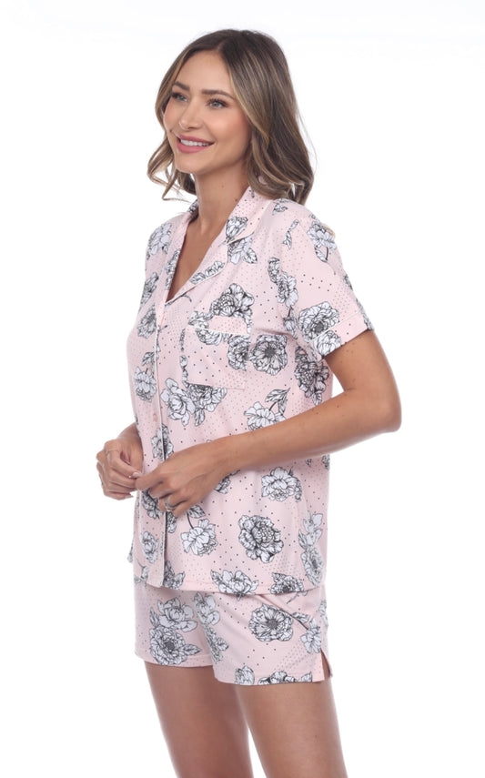 Rose Floral Shorts Pajama Set