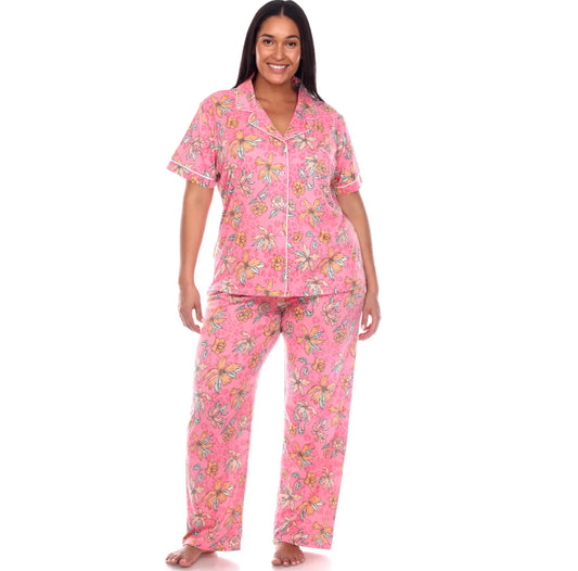 Leopard Pink/Orange pajama set queen size