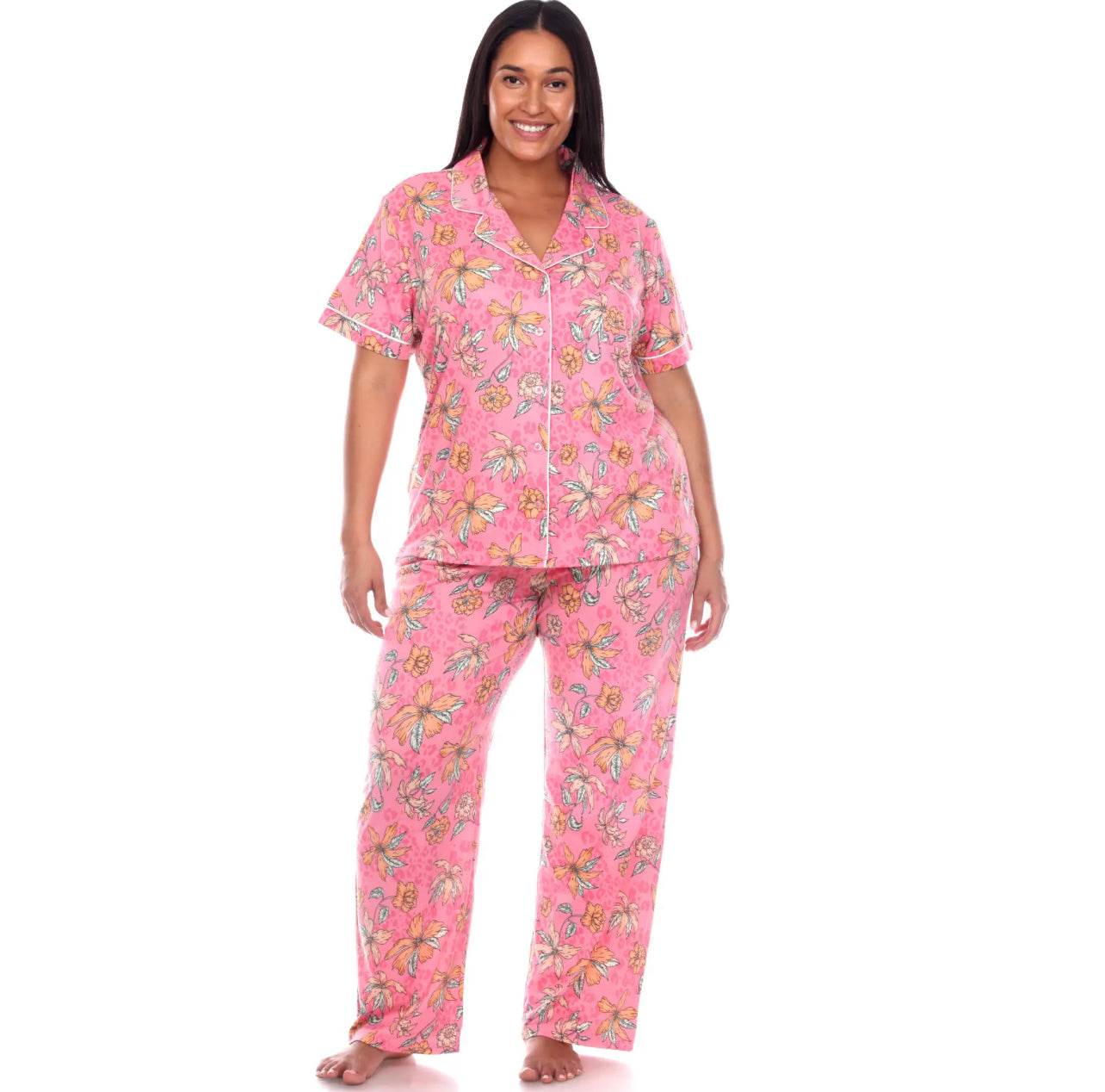 Leopard Pink/Orange pajama set queen size