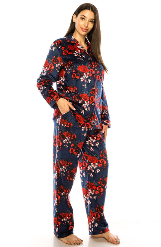 Floral print Microfleece Pajama Set for Women