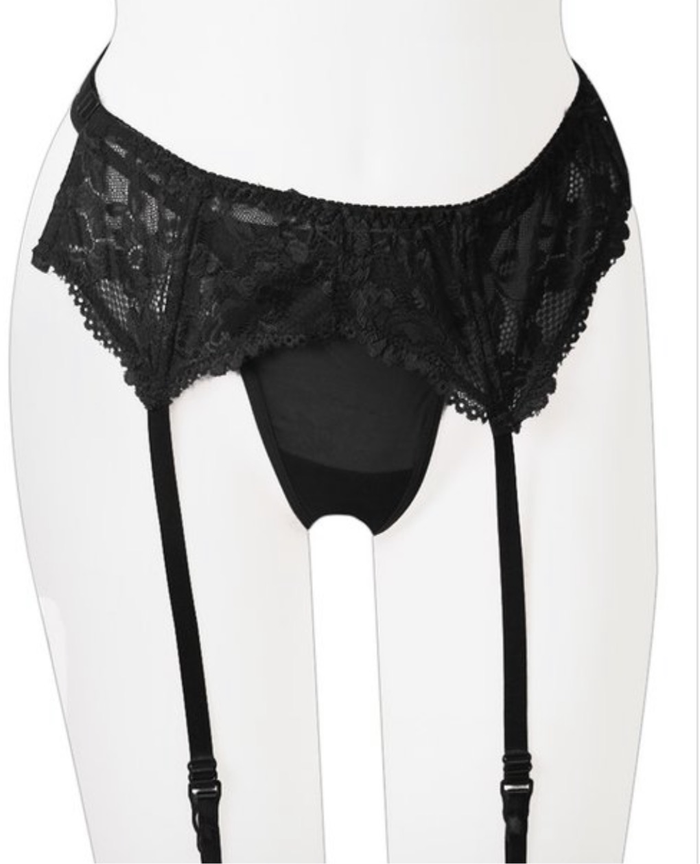 Floral Lace Garter Belt with Thong - QS