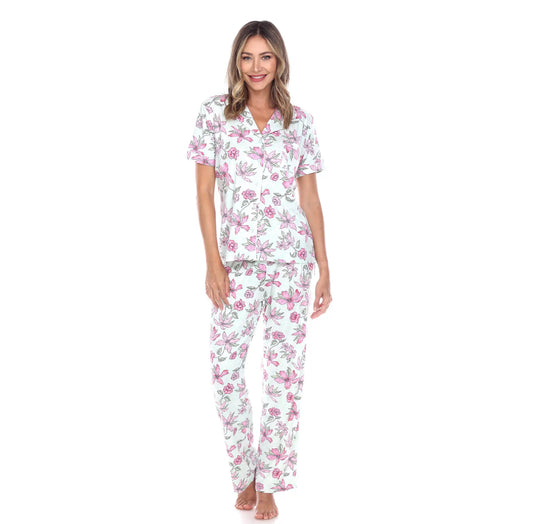 Leopard Mint/Pink  pajama set Short sleeves.